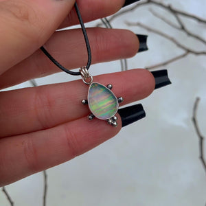 Rose Cut Himalayan Quartz & Aurora Opal Pendant - Sterling Silver