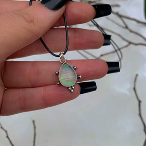 Rose Cut Himalayan Quartz & Aurora Opal Pendant - Sterling Silver