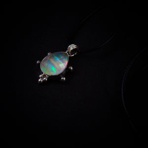 Rose Cut Himalayan Quartz & Aurora Opal Pendant - Sterling Silver