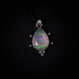 Rose Cut Himalayan Quartz & Aurora Opal Pendant - Sterling Silver