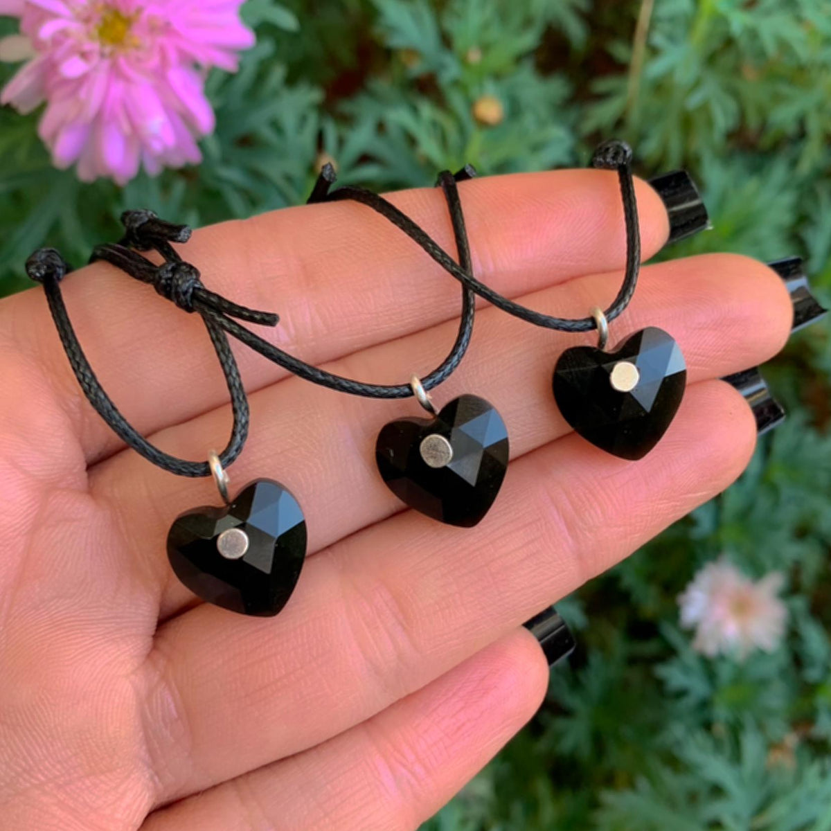 Black Onyx Heart Pendant - Sterling Silver - Made to Order