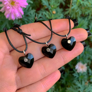 Black Onyx Heart Pendant - Sterling Silver - Made to Order