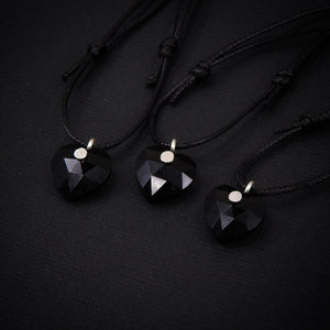 Black Onyx Heart Pendant - Sterling Silver - Made to Order