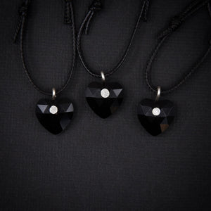 Black Onyx Heart Pendant - Sterling Silver - Made to Order