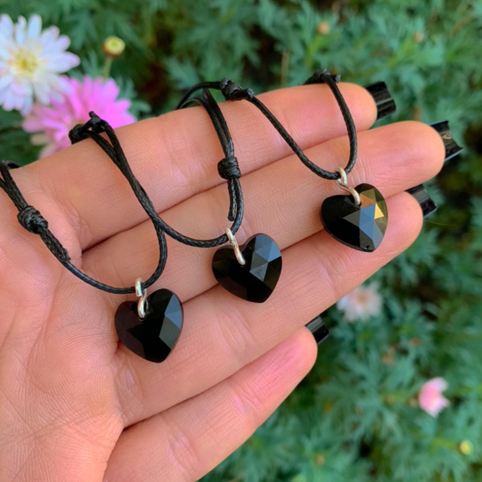 Black Onyx Heart Pendant - Sterling Silver - Made to Order