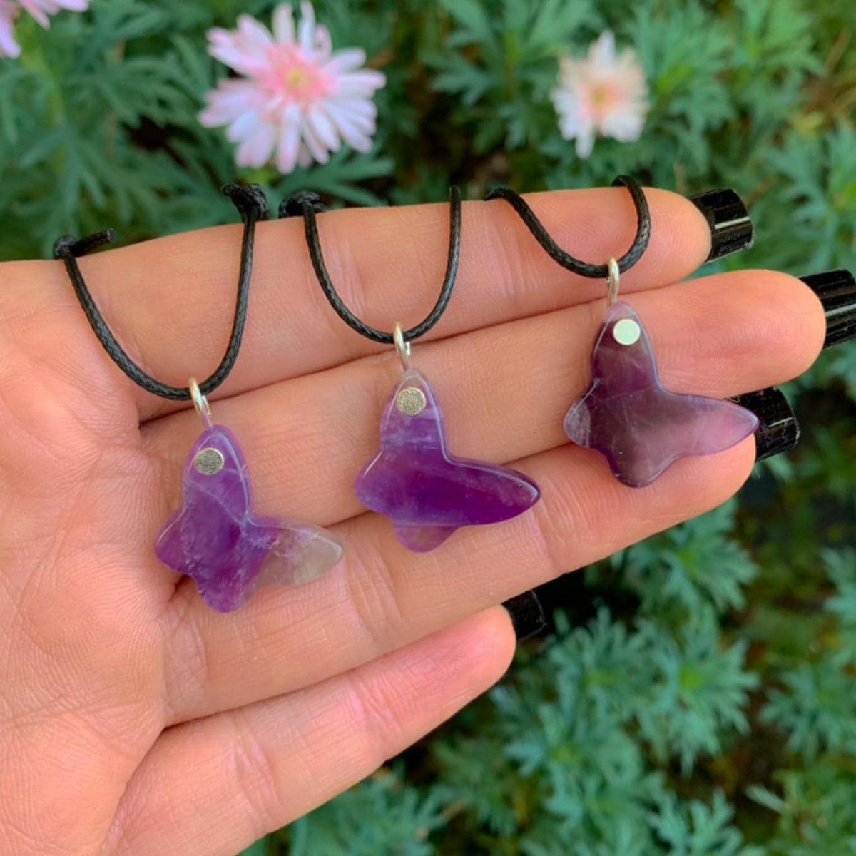 Amethyst Butterfly Pendant - Sterling Silver - Made to Order