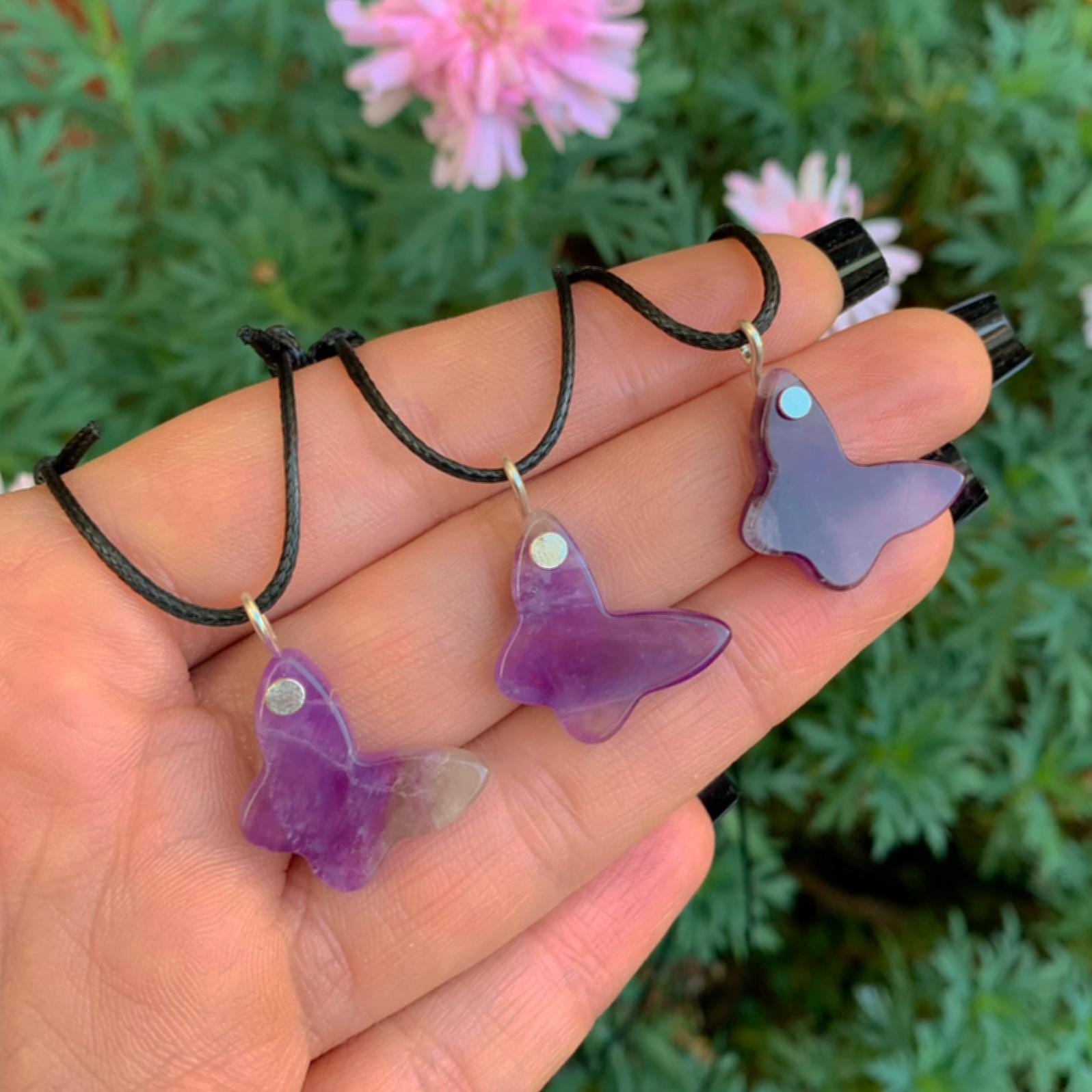 Amethyst Butterfly Pendant - Sterling Silver - Made to Order