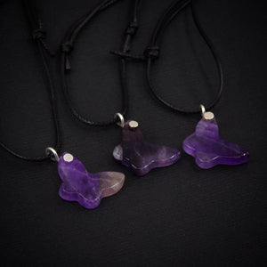 Amethyst Butterfly Pendant - Sterling Silver - Made to Order
