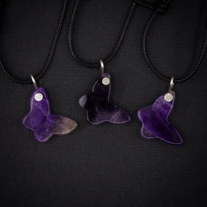 Amethyst Butterfly Pendant - Sterling Silver - Made to Order