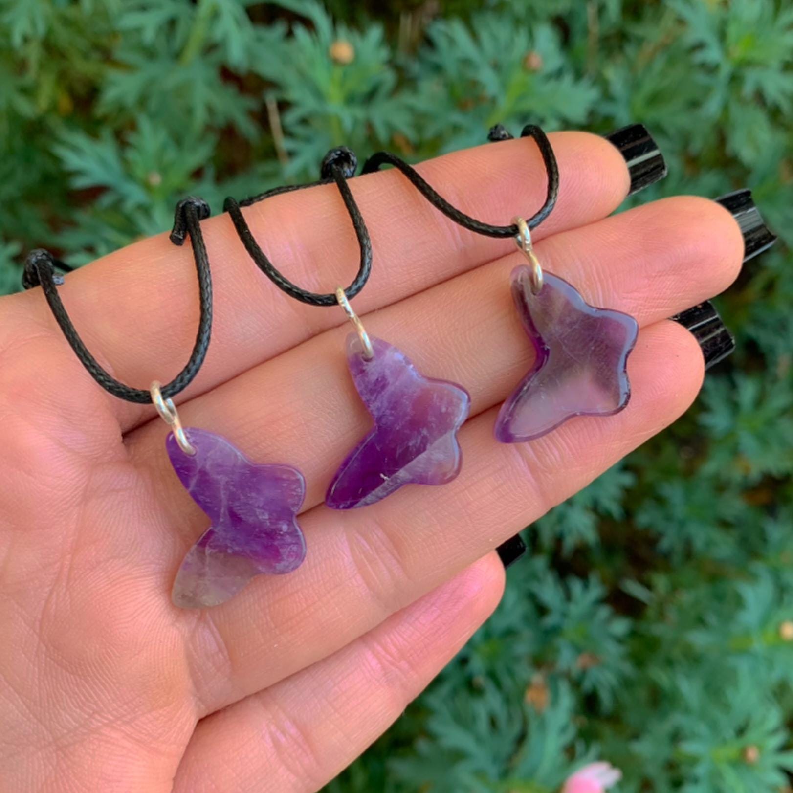 Amethyst Butterfly Pendant - Sterling Silver - Made to Order