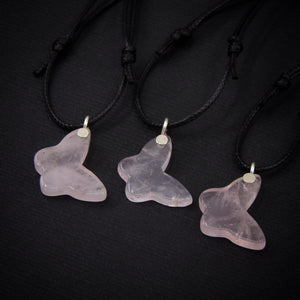 Rose Quartz Butterfly Pendant - Sterling Silver - Made to Order