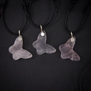 Rose Quartz Butterfly Pendant - Sterling Silver - Made to Order