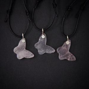 Rose Quartz Butterfly Pendant - Sterling Silver - Made to Order