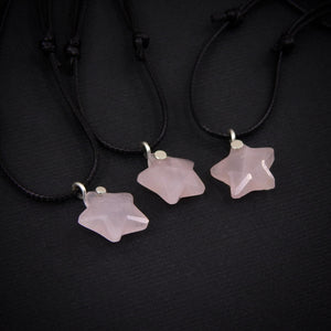 Rose Quartz Star Pendant - Sterling Silver - Made to Order