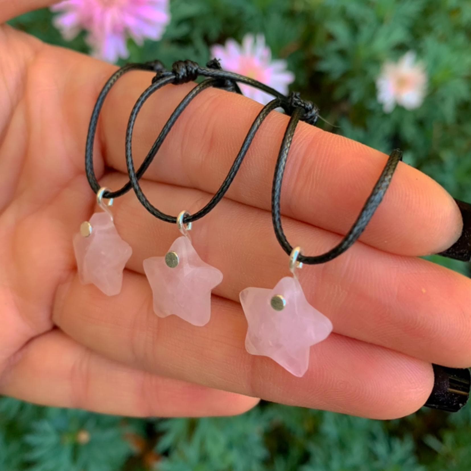 Rose Quartz Star Pendant - Sterling Silver - Made to Order