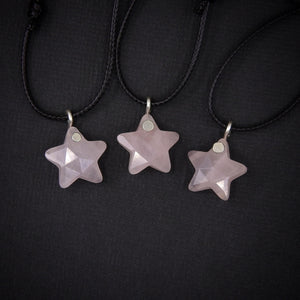 Rose Quartz Star Pendant - Sterling Silver - Made to Order