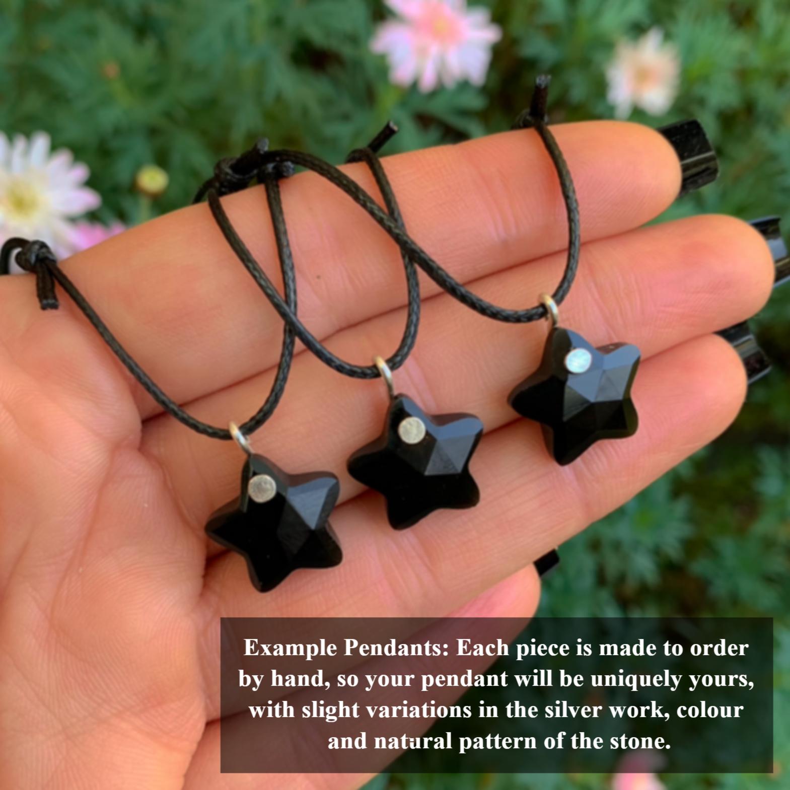 Black Onyx Star Pendant - Sterling Silver - Made to Order