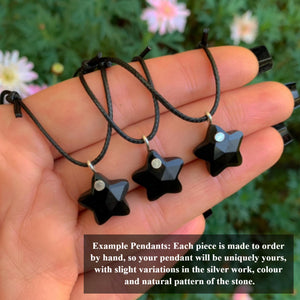 Black Onyx Star Pendant - Sterling Silver - Made to Order