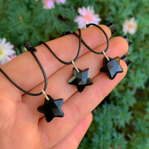 Black Onyx Star Pendant - Sterling Silver - Made to Order