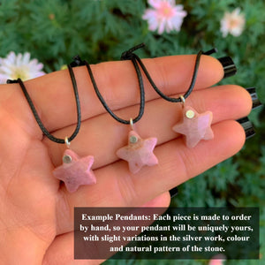 Rhodonite Star Pendant - Sterling Silver - Made to Order