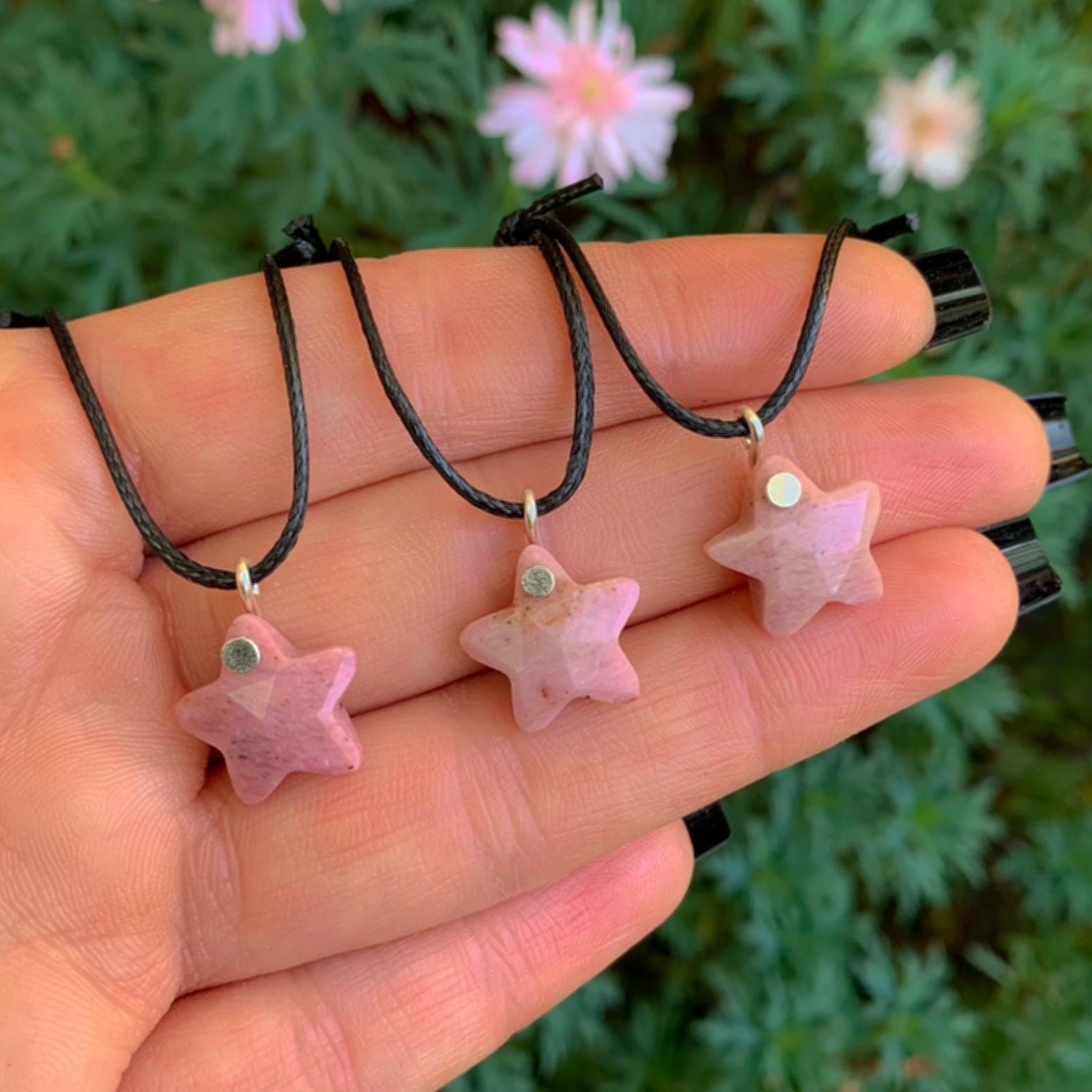 Rhodonite Star Pendant - Sterling Silver - Made to Order