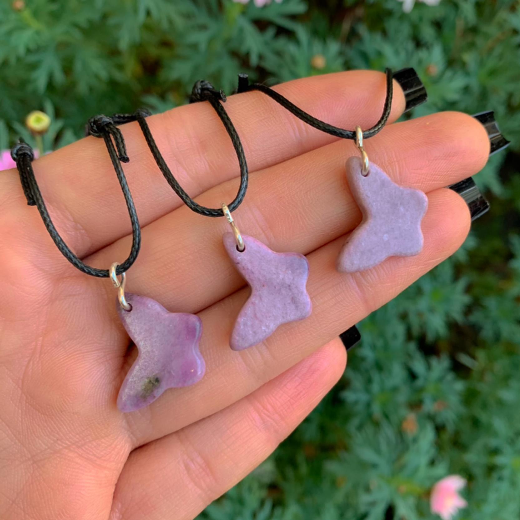 Lepidolite Butterfly Pendant - Sterling Silver - Made to Order