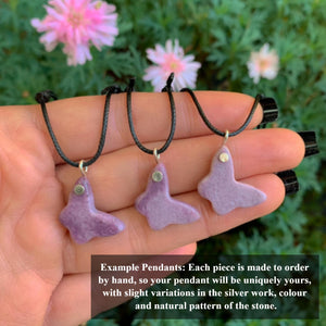 Lepidolite Butterfly Pendant - Sterling Silver - Made to Order