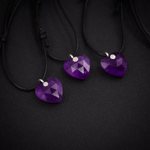 Amethyst Heart Pendant - Sterling Silver - Made to Order