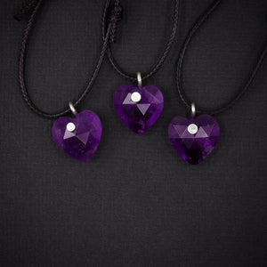 Amethyst Heart Pendant - Sterling Silver - Made to Order
