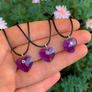 Amethyst Heart Pendant - Sterling Silver - Made to Order