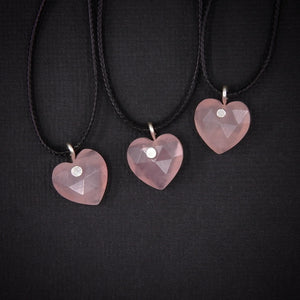 Rose Quartz Heart Pendant - Sterling Silver - Made to Order