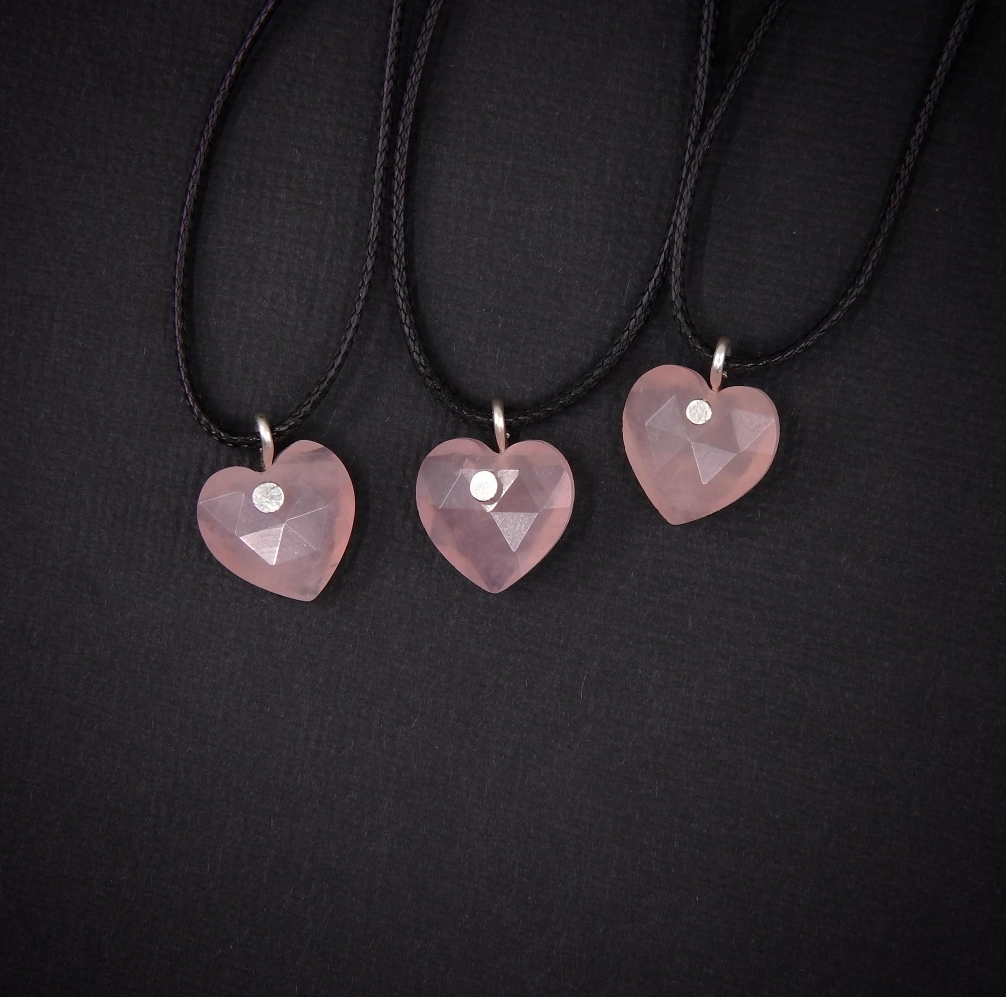 Rose Quartz Heart Pendant - Sterling Silver - Made to Order