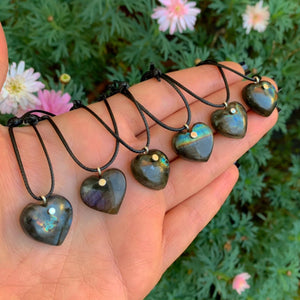 Labradorite Heart Pendant - Sterling Silver - Made to Order