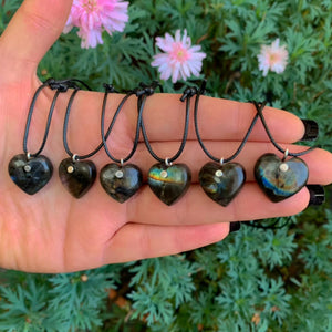 Labradorite Heart Pendant - Sterling Silver - Made to Order