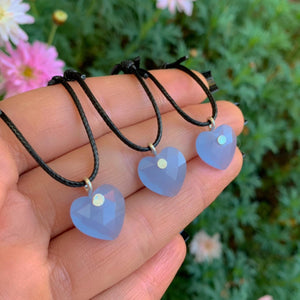 Blue Chalcedony Heart Pendant - Sterling Silver - Made to Order