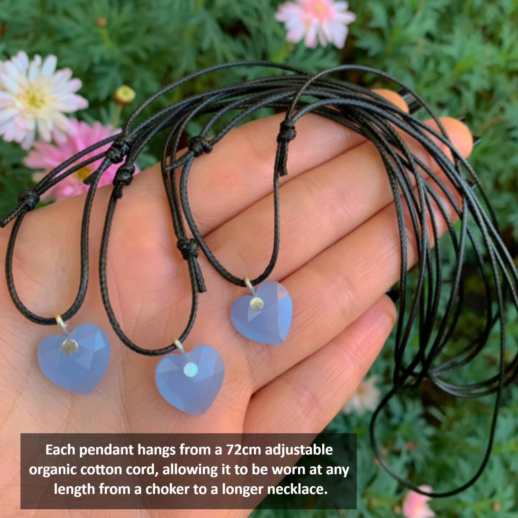 Blue Chalcedony Heart Pendant - Sterling Silver - Made to Order