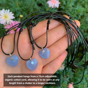 Blue Chalcedony Heart Pendant - Sterling Silver - Made to Order
