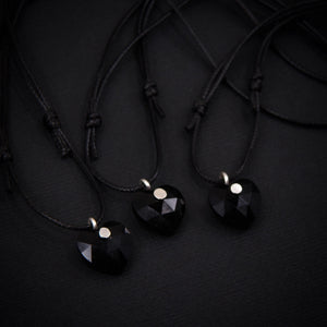Black Onyx Heart Pendant - Sterling Silver - Made to Order