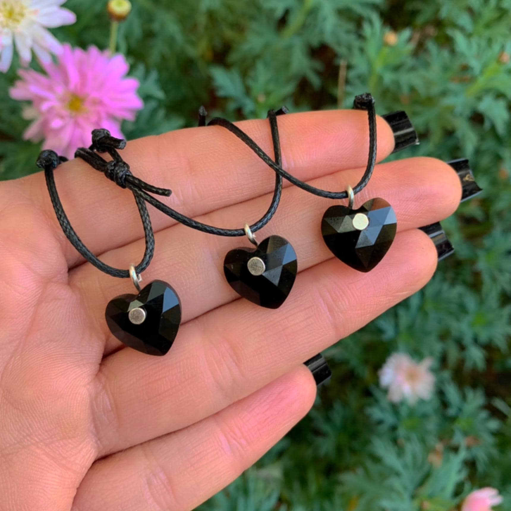 Black Onyx Heart Pendant - Sterling Silver - Made to Order