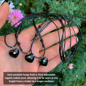 Black Onyx Heart Pendant - Sterling Silver - Made to Order