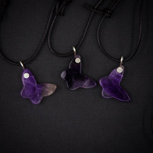 Amethyst Butterfly Pendant - Sterling Silver - Made to Order