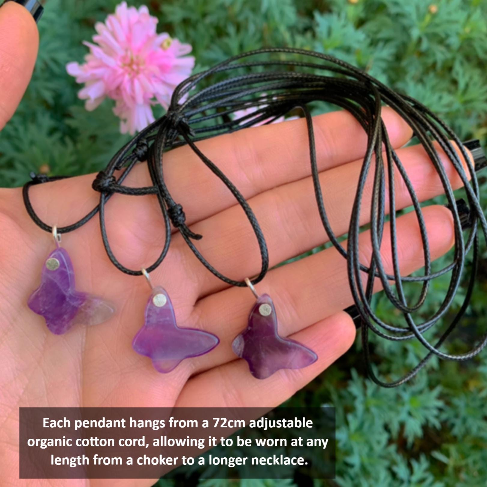 Amethyst Butterfly Pendant - Sterling Silver - Made to Order