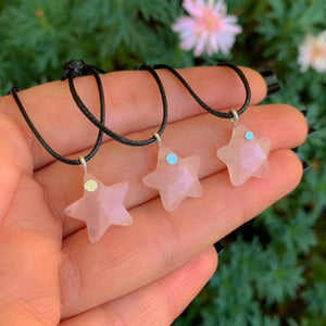 Rose Quartz Star Pendant - Sterling Silver - Made to Order