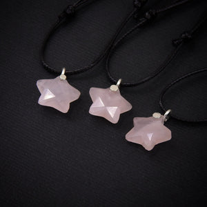 Rose Quartz Star Pendant - Sterling Silver - Made to Order