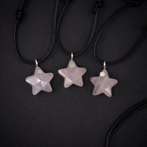 Rose Quartz Star Pendant - Sterling Silver - Made to Order