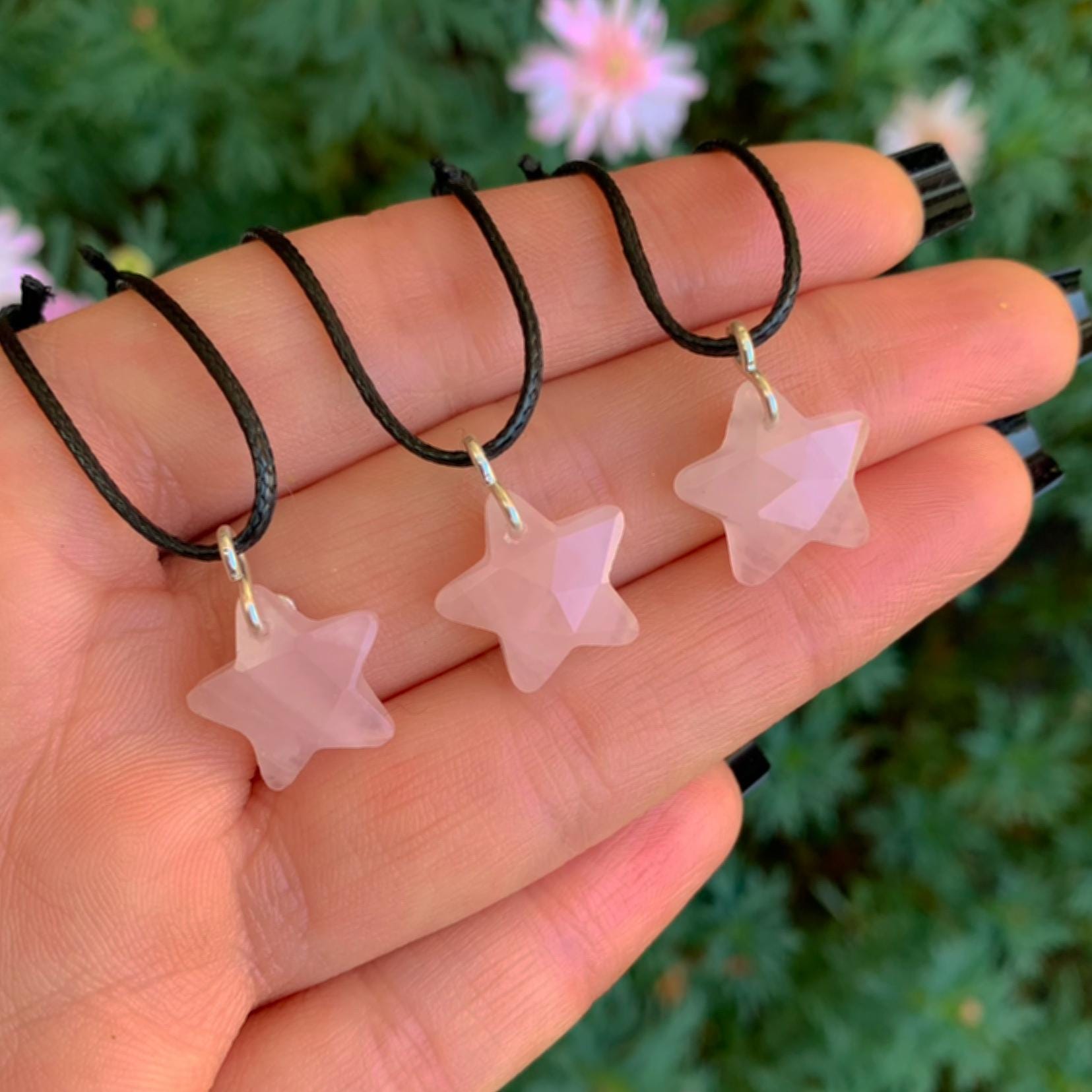 Rose Quartz Star Pendant - Sterling Silver - Made to Order