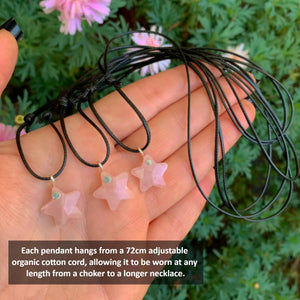 Rose Quartz Star Pendant - Sterling Silver - Made to Order