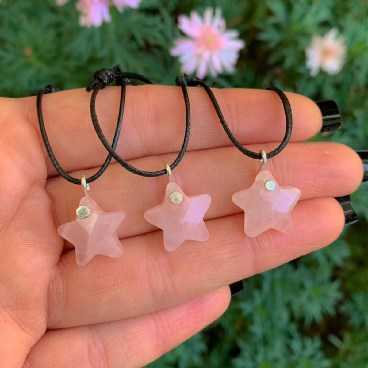 Rose Quartz Star Pendant - Sterling Silver - Made to Order