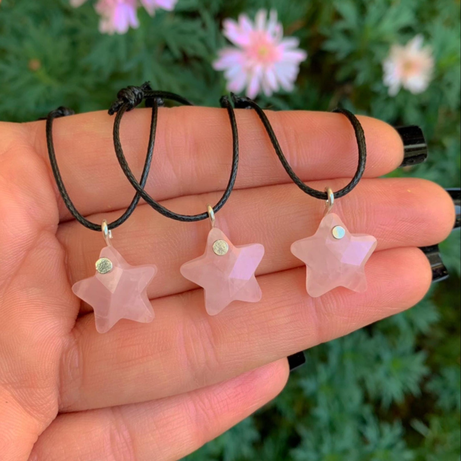 Rose Quartz Star Pendant - Sterling Silver - Made to Order