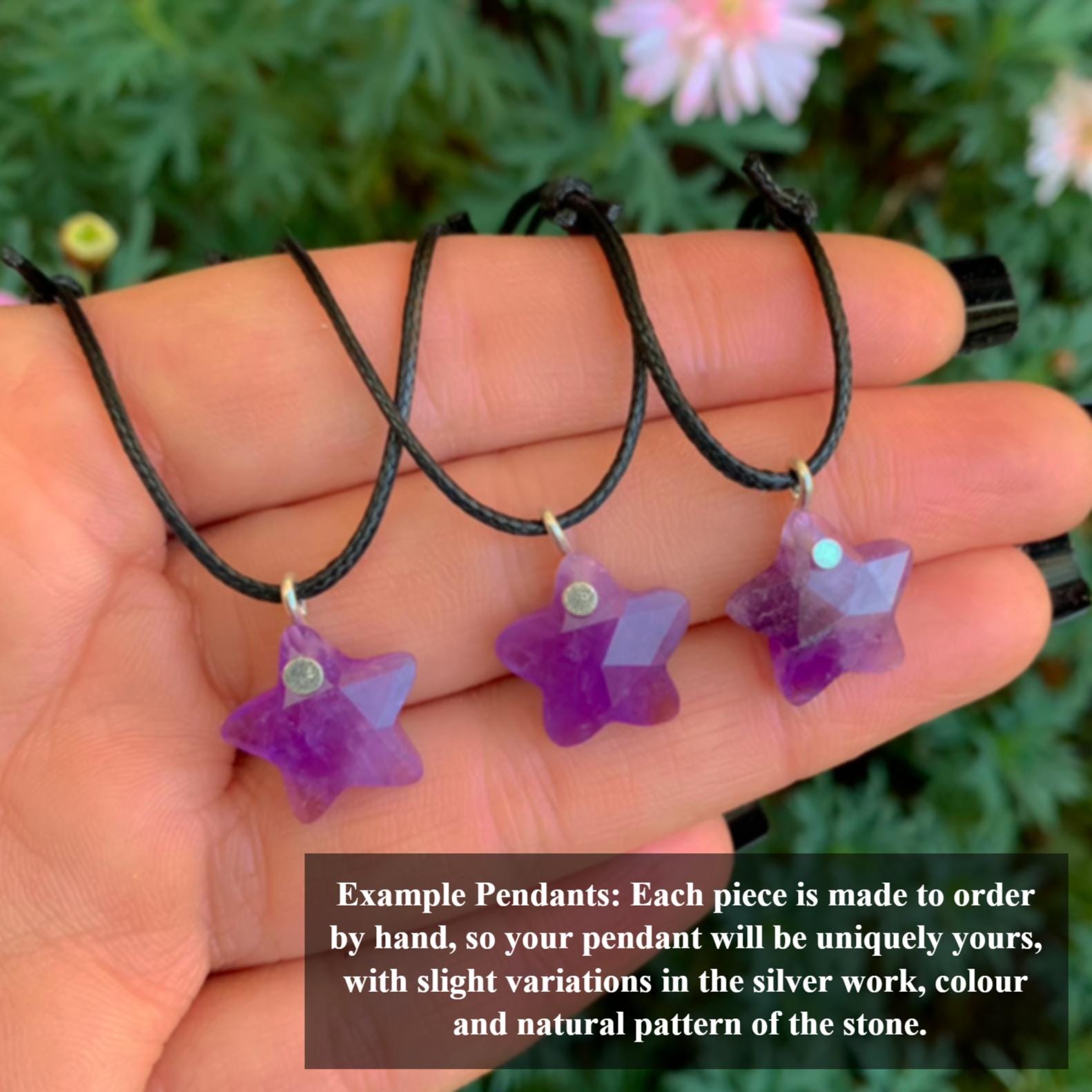 Amethyst Star Pendant - Sterling Silver - Made to Order